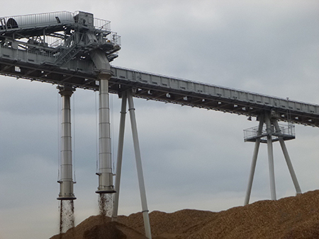 Tripper belt conveyor for transporting woody biomass chips for Tsuruga Power Station